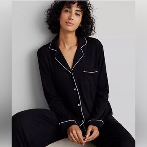 Zara Black Pajama shirt & Pants set with White Piping